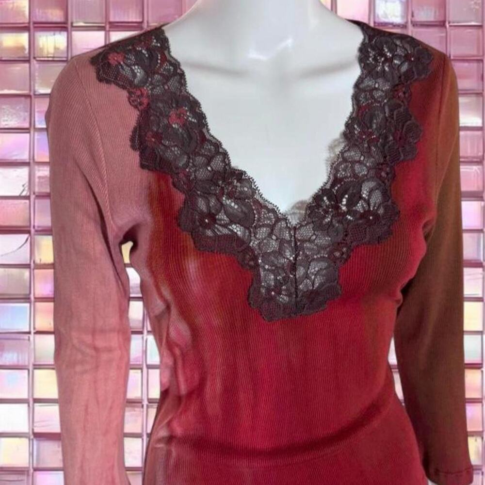 Y2k burgundy lace tie dye